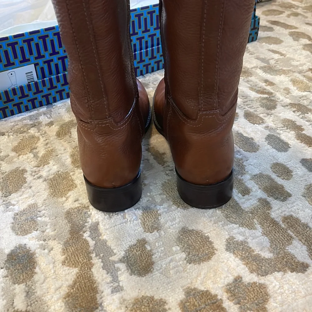 Tory Burch “Junction” Brown Leather Riding Boots – Size 7, Box Included
